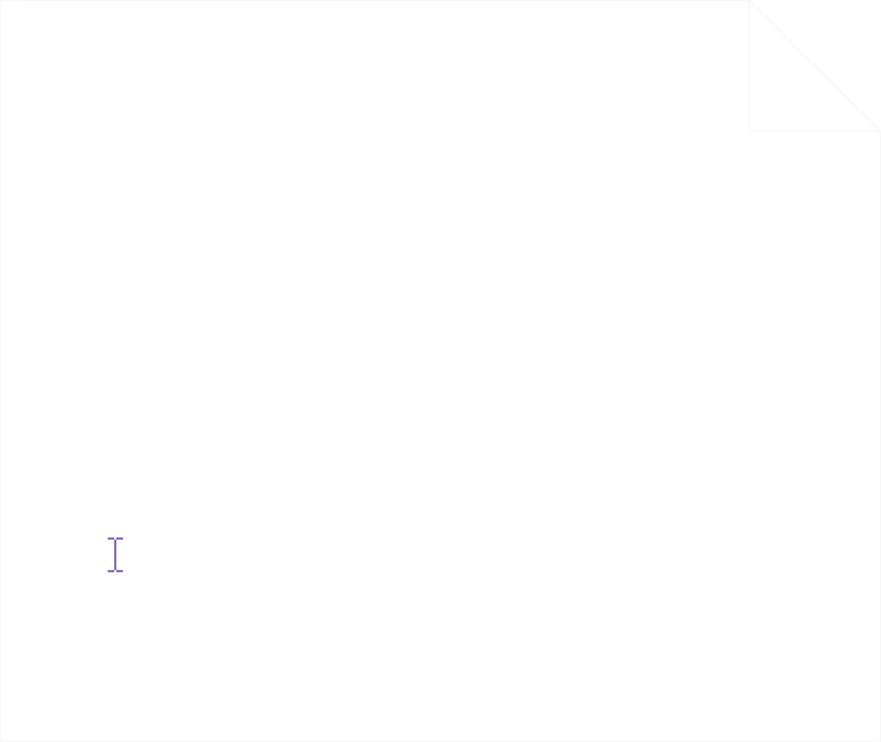 Blank white digital document with a blinking text cursor and a folded black page corner in the top right.