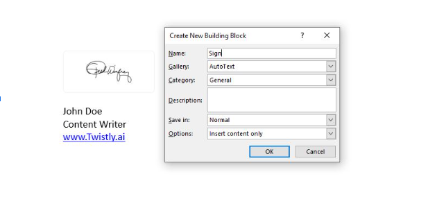 creating reusable block in ms word