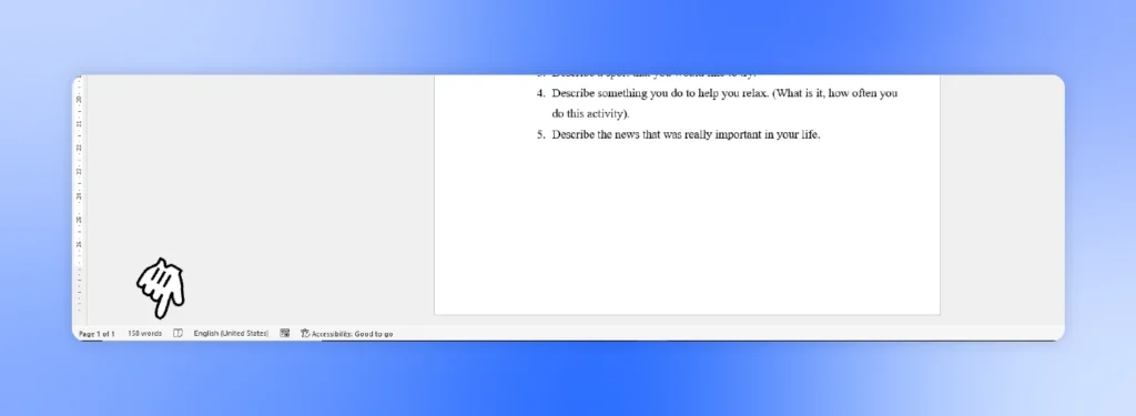 word counter on word interface